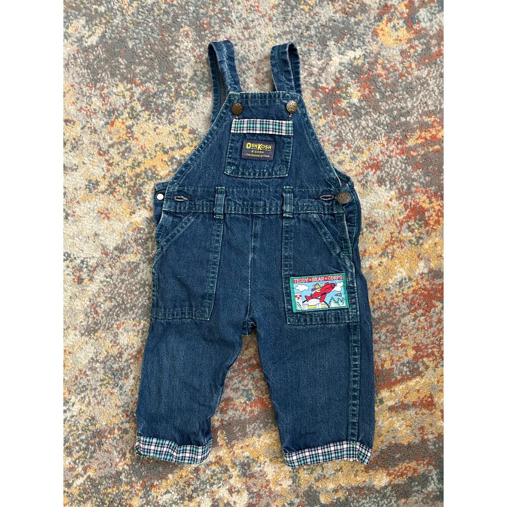 vintage OshKosh B'Gosh denim overalls "Teddy Bear Corps" patch size 12